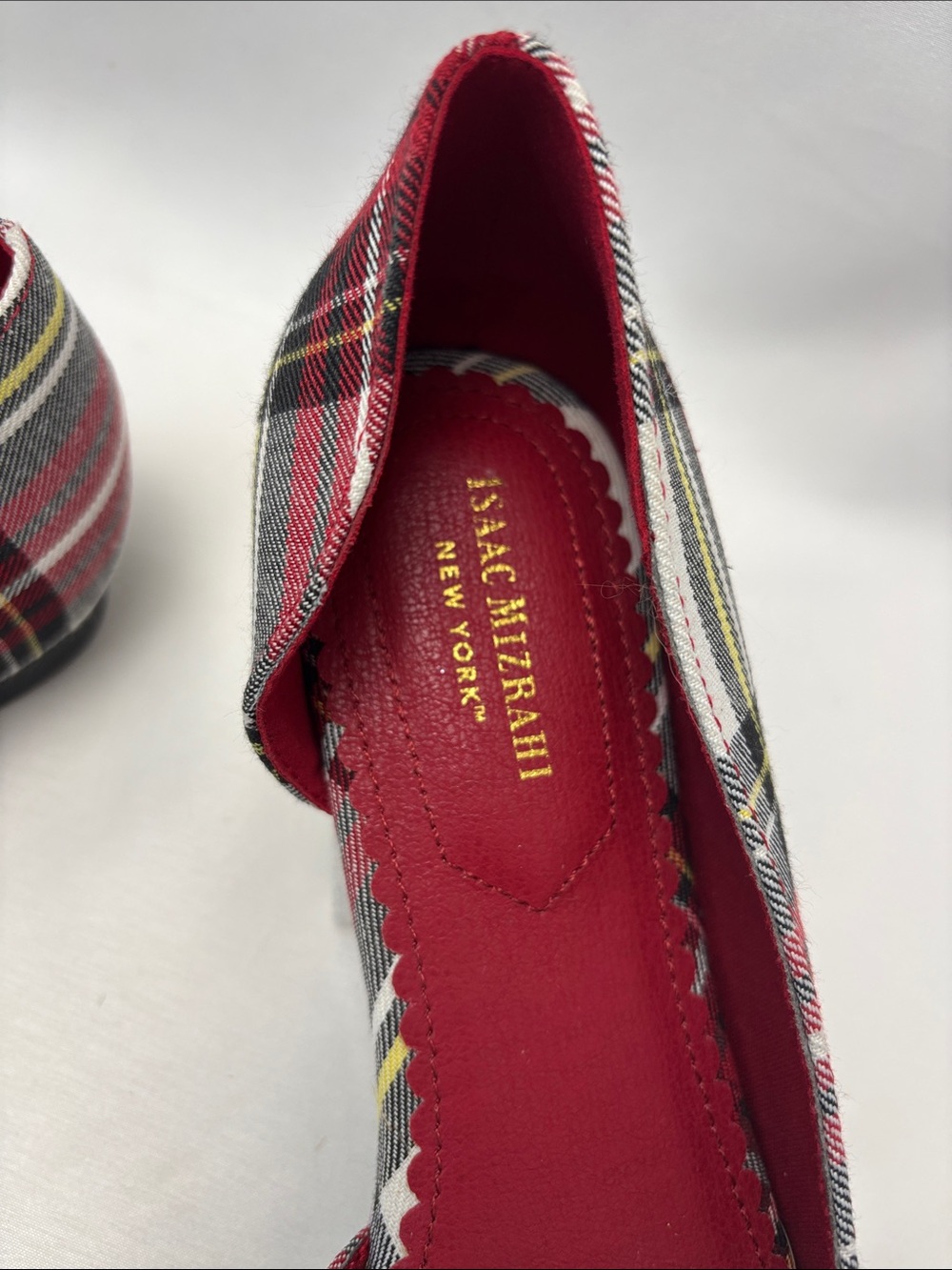 Isaac Mizrahi Amaya D’Orsay Tartan Red Plaid Pointed Toe Flats Women’s 8 - #413 - Picture 2 of 10